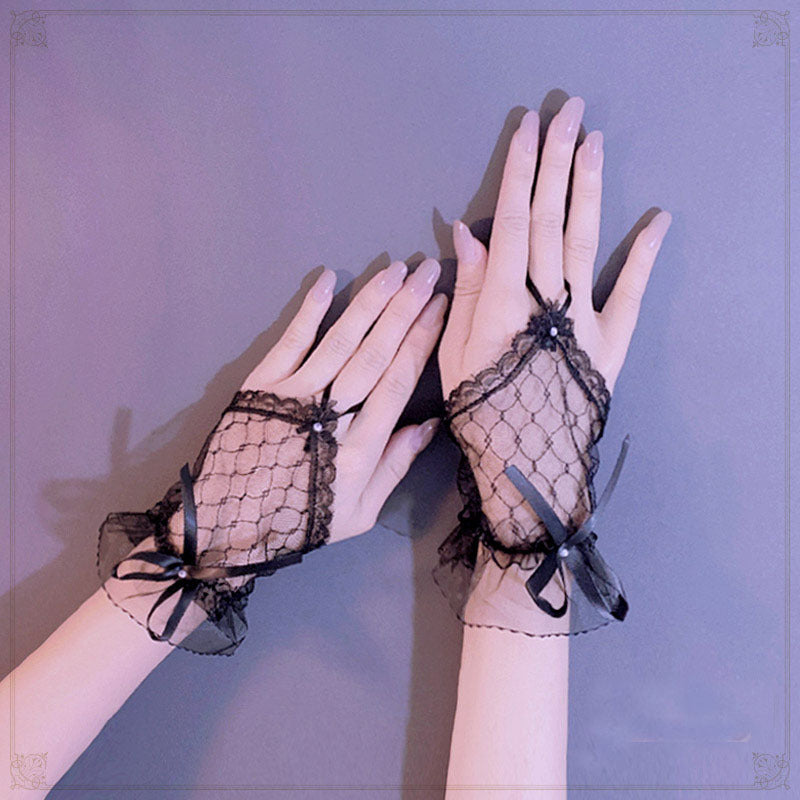 Black Lolita Lace Gloves