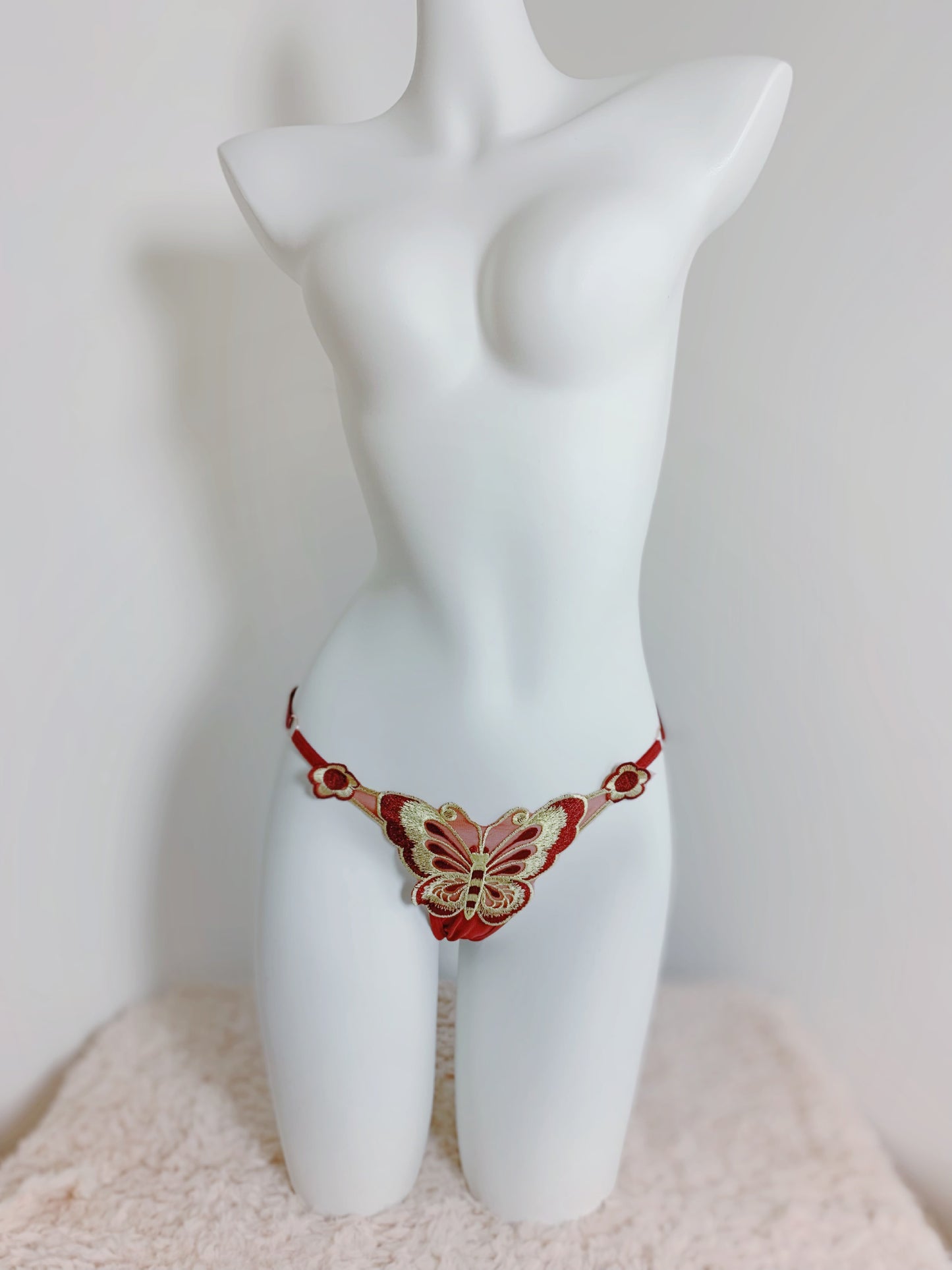 Butterfly Embroidery Low Waist Thong Pantie