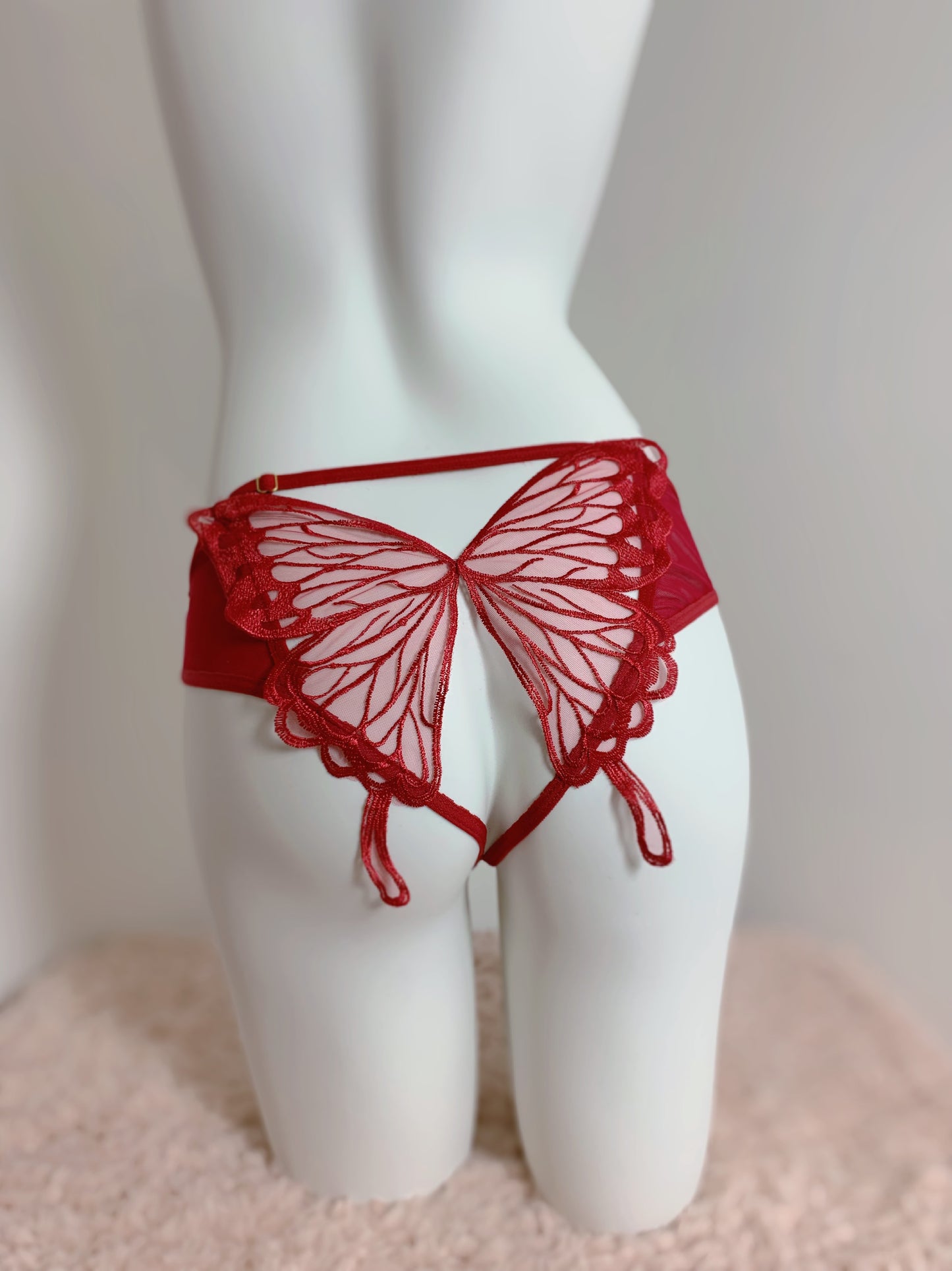 Lace Butterfly Low Waist Crotchless Pantie