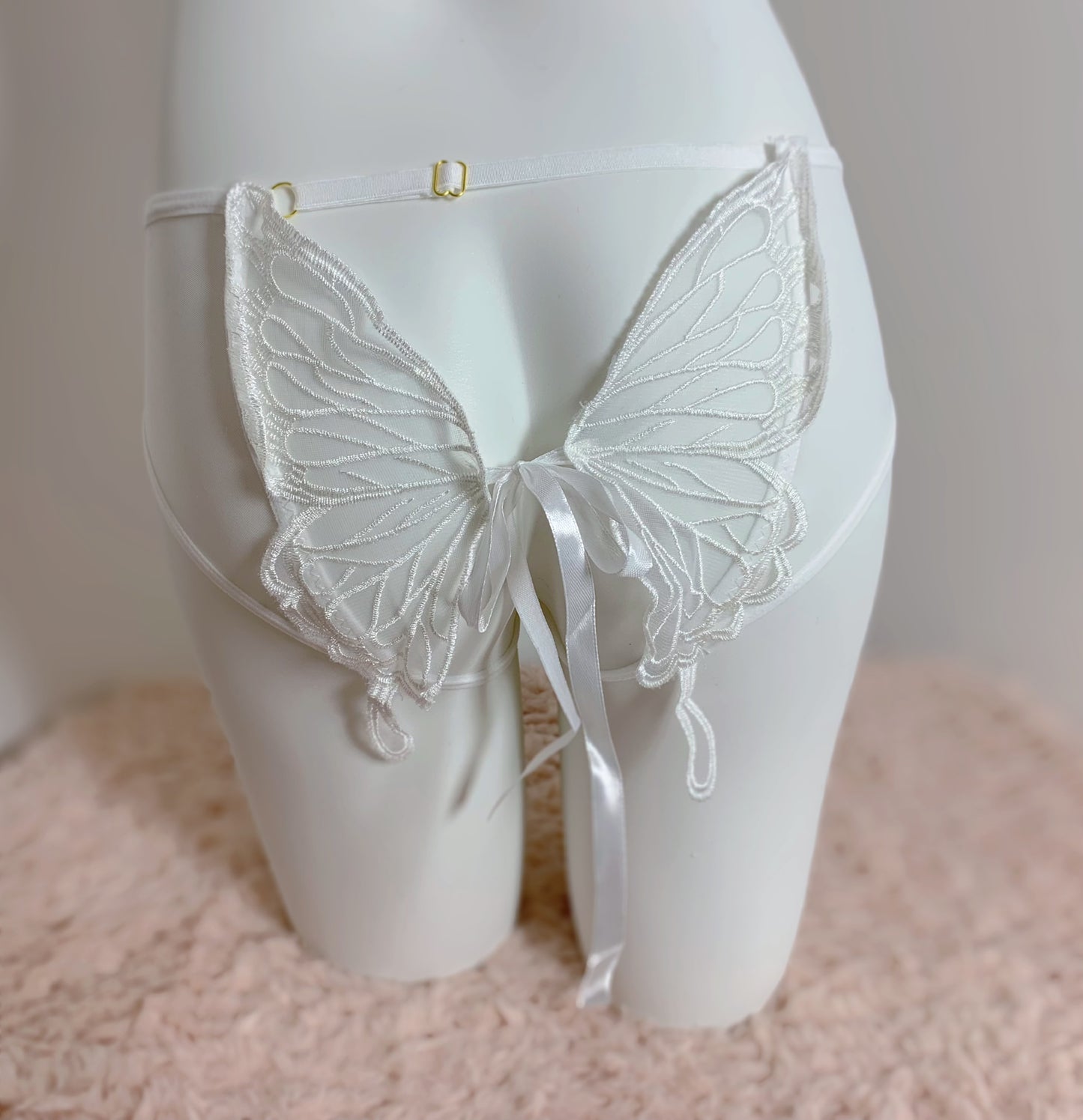 Lace Butterfly Low Waist Crotchless Pantie