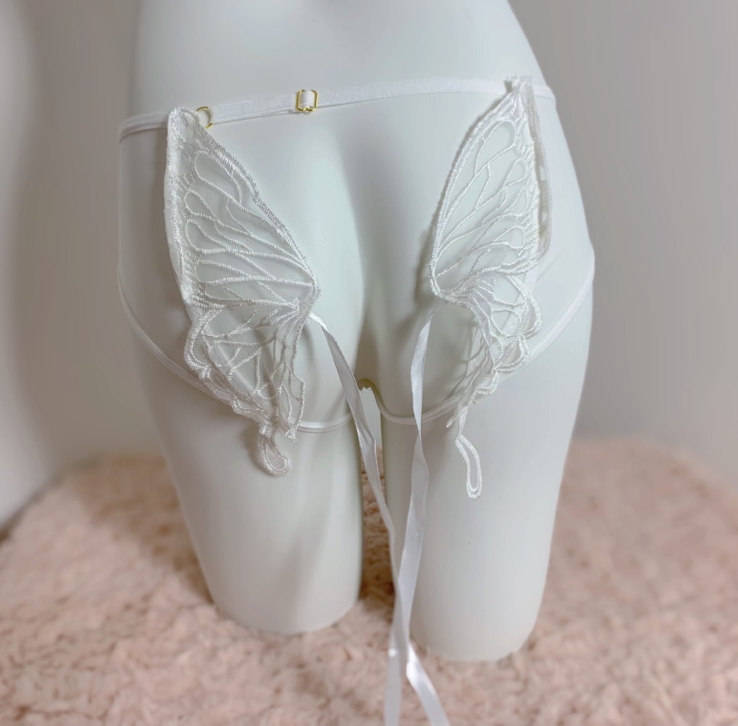 Lace Butterfly Low Waist Crotchless Pantie